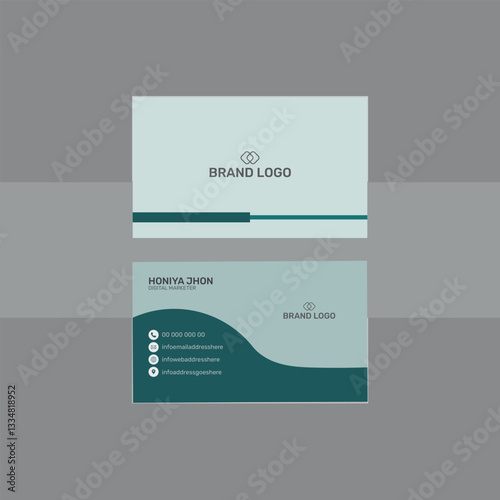 Modern Business Card Design Template with Teal Accents