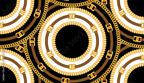 Seamless belt and chain pattern. Design for fabric, wallpaper, wrapping, background.