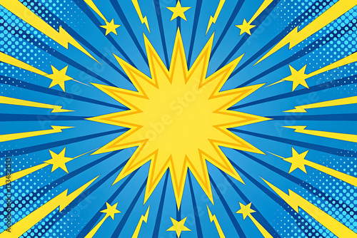 Comic book background with burst and stars