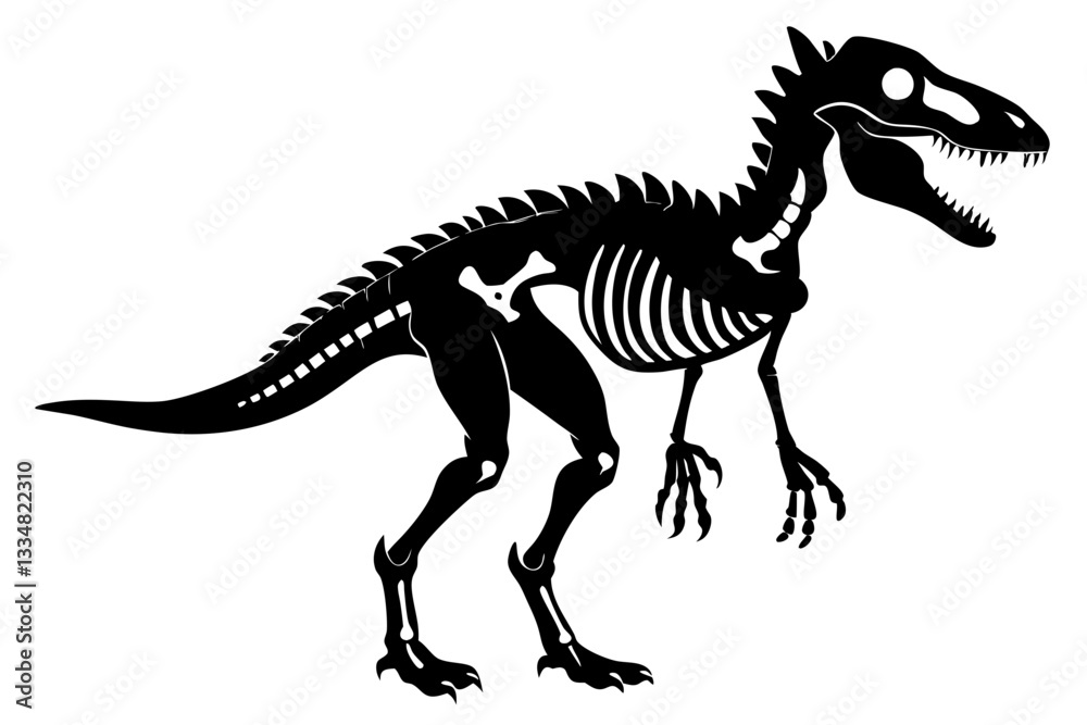 dinosaur skeleton standing line art silhouette vector illustration dinosaur skeleton standing line art silhouette vector illustration
