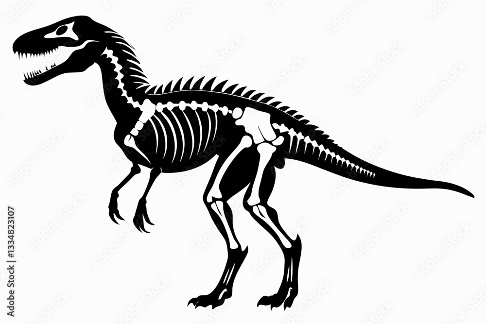 dinosaur skeleton standing line art silhouette vector illustration dinosaur skeleton standing line art silhouette vector illustration