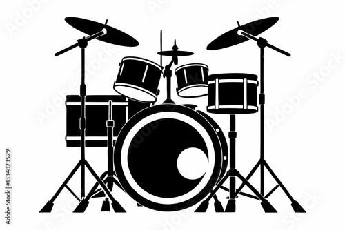 drum set line art silhouette vector illustration