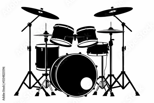 drum set line art silhouette vector illustration