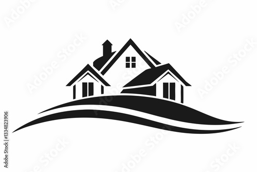 elegant property logo line art silhouette vector illustration