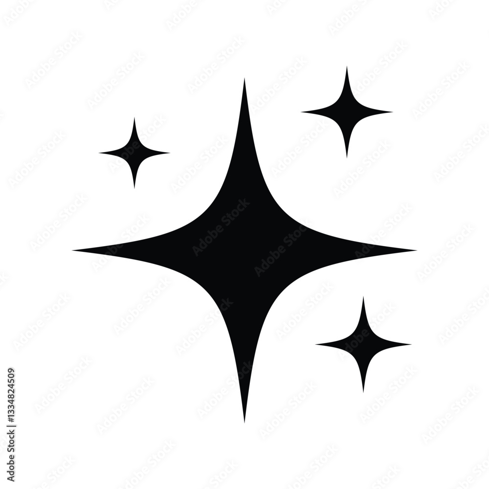 Sparkling Stars icon silhouette vector on white background Sparkling Stars icon silhouette vector on white background