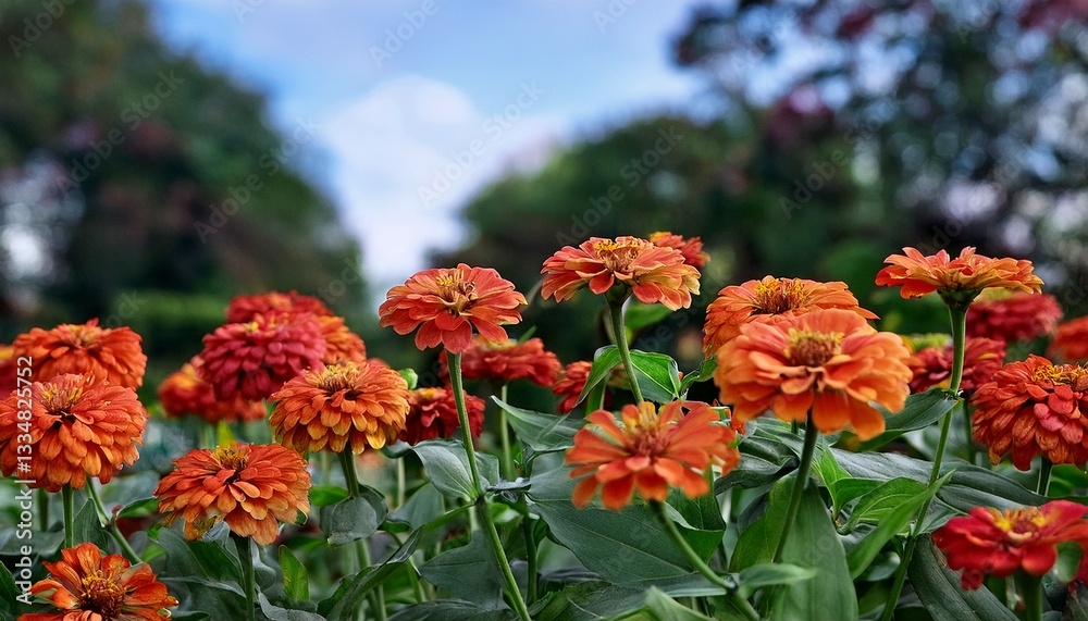 Orange Zinnia elegans flowers in the garden, stock video- 52839 Orange Zinnia elegans flowers in the garden, stock video- 52839