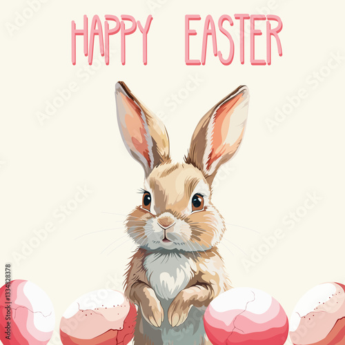 Easter bunny in watercolour style. Happy esater concept. 