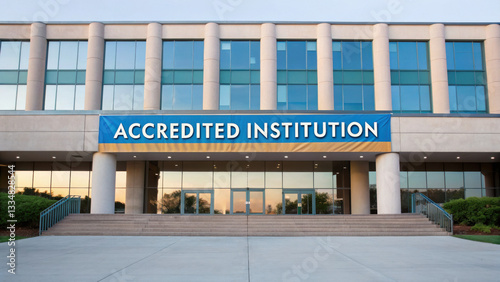 Accredited institution building with modern architecture and large windows