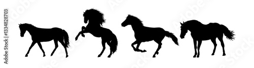 Set of horse silhouettes - vector illustration