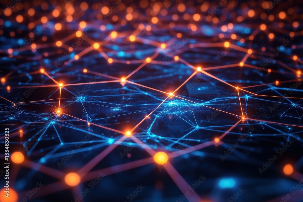 Glowing Neon Network Nodes Create Secure Connections Across a Dynamic Digital Landscape Filled With Vibrant Lights and Intricate Patterns Glowing Neon Network Nodes Create Secure Connections Across a Dynamic Digital Landscape Filled With Vibrant Lights and Intricate Patterns