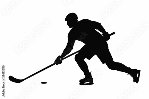 man hockey player line art silhouette vector illustration