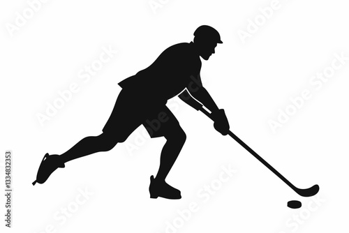 man hockey player line art silhouette vector illustration