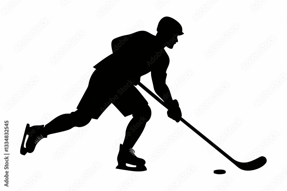 Fototapeta premium man hockey player line art silhouette vector illustration