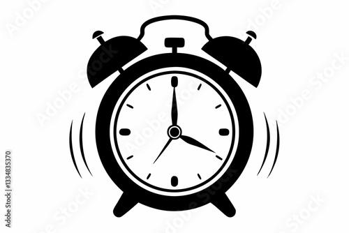 ringing alarm clock line art silhouette vector illustration