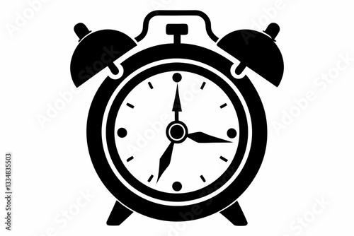ringing alarm clock line art silhouette vector illustration