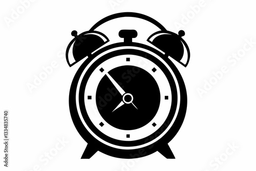 ringing alarm clock line art silhouette vector illustration