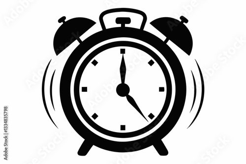 ringing alarm clock line art silhouette vector illustration