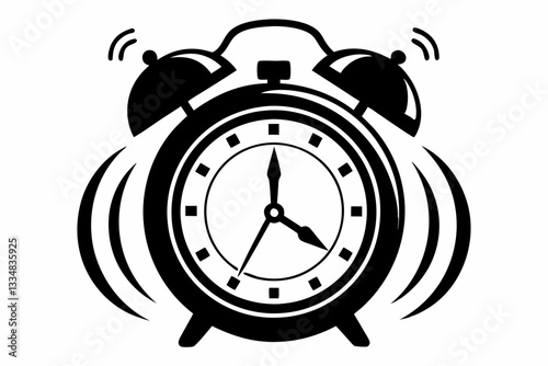 ringing alarm clock line art silhouette vector illustration
