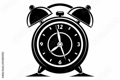 ringing alarm clock line art silhouette vector illustration