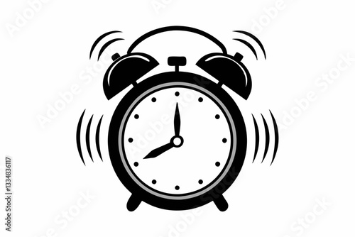 ringing alarm clock line art silhouette vector illustration