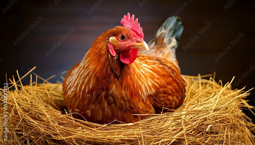 chicken sitting on a nest