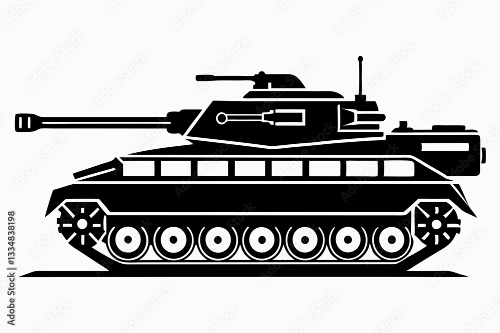 Fototapeta premium tank line art silhouette vector illustration