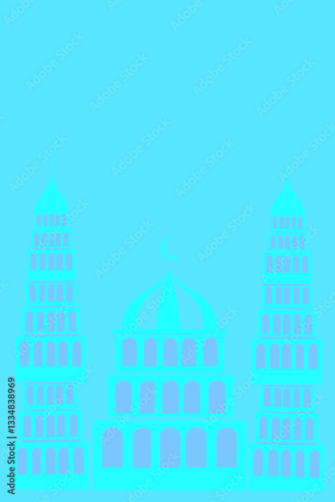 Obraz premium vector illustration of mosque with blue background