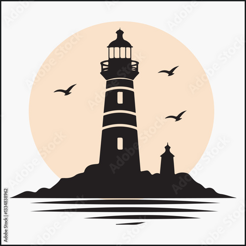 lighthouse silhouette vector illustration