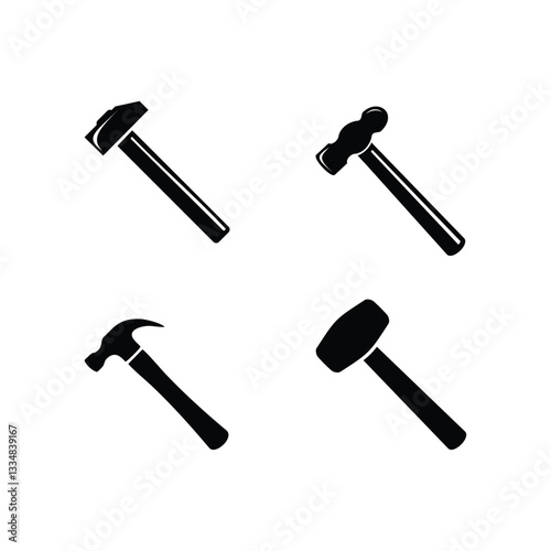 Monogram hammer icon symbol collection