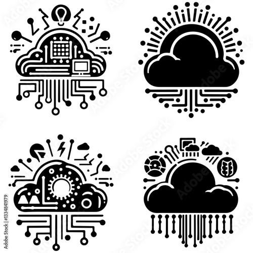 Abstract connectivity cloud circuit compilation artwork
