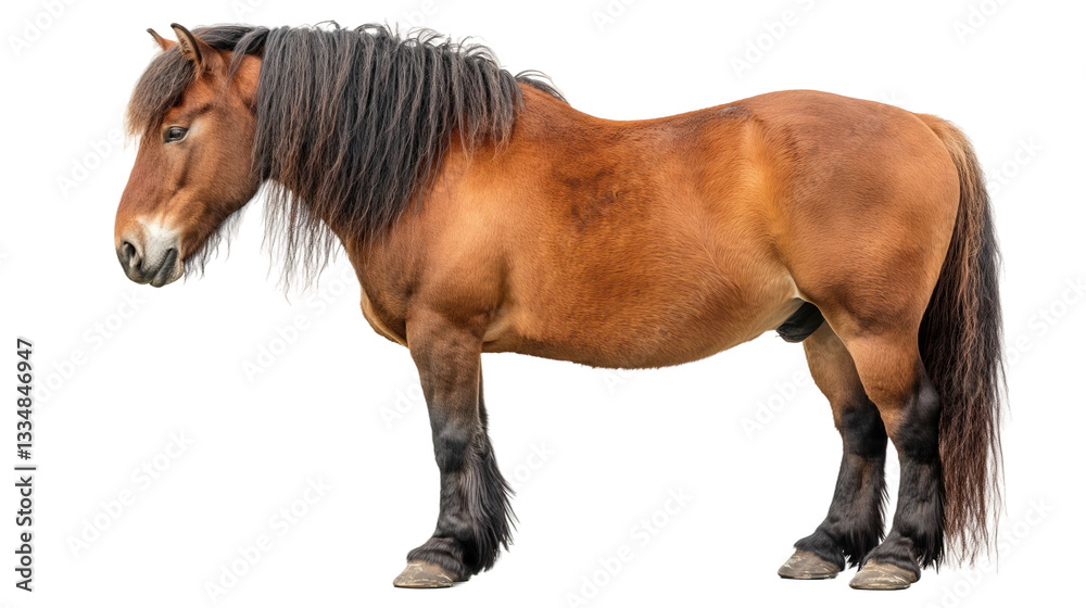 Obraz premium Heavy draft horse isolated on white or transparent background, png clipart, design element. Easy to place on any other background.