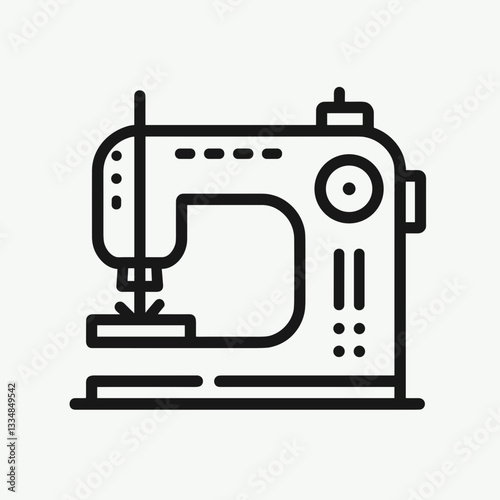 Sewing machine icon in vector style with editable stroke for textile crafting and design