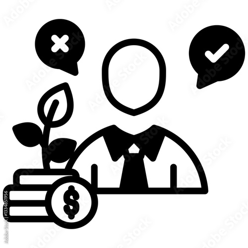Investment Decisions icon in Mix Filled Style. Simple Vector Design. Simple Vector Outline Filled Icon