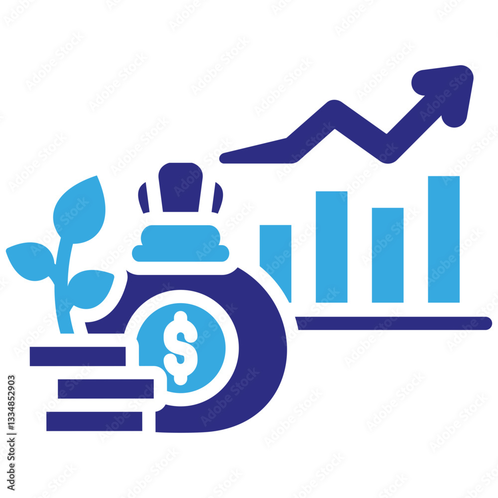 Obraz premium Growth icon in Glyph Dual Color Style. Simple Vector Design. Simple Vector Glyph Icon