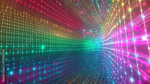 Wallpaper Mural Rainbow Grid of Light, Futuristic Digital Art Torontodigital.ca