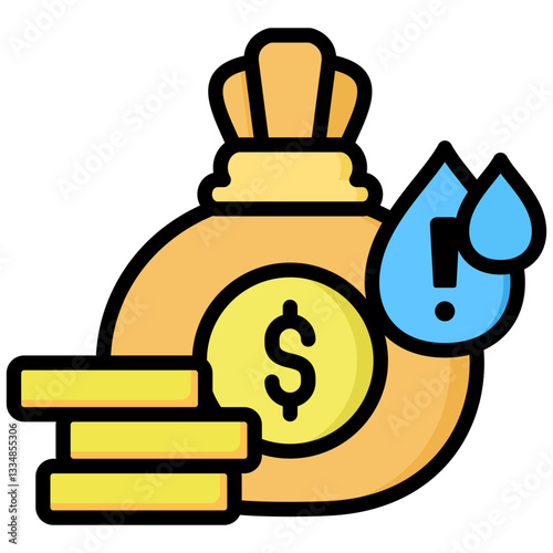 Liquidity Risk icon in Flat Color Style With Outline. Simple Vector Design. Simple Vector Flat Icon