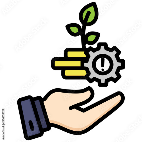 Investment Risk Management icon in Flat Color Style With Outline. Simple Vector Design. Simple Vector Flat Icon