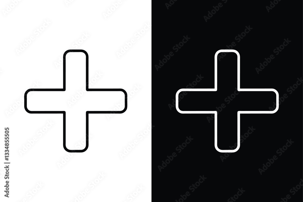 Plus icon vector on White Background ,Vector Art Illustration on white background. Plus icon vector on White Background ,Vector Art Illustration on white background.
