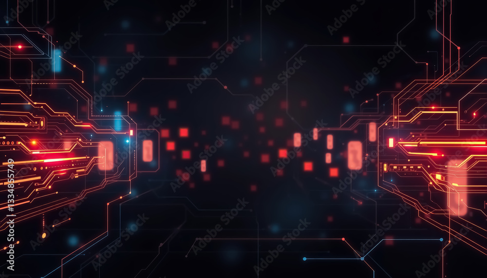 network of glowing circuits with digital data flow modern technology network of glowing circuits with digital data flow modern technology