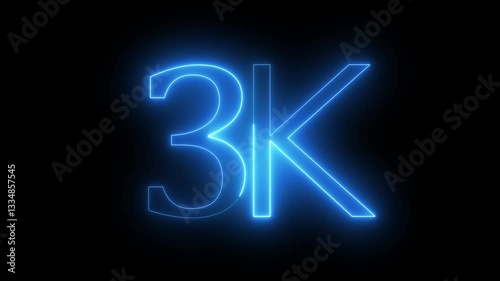 Wallpaper Mural glowing neon 3K text animation on black background. 3k text font, social sites post. Torontodigital.ca