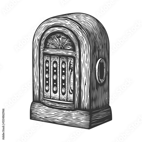 Vintage Radio Design in Engraved Style for Retro Aesthetics