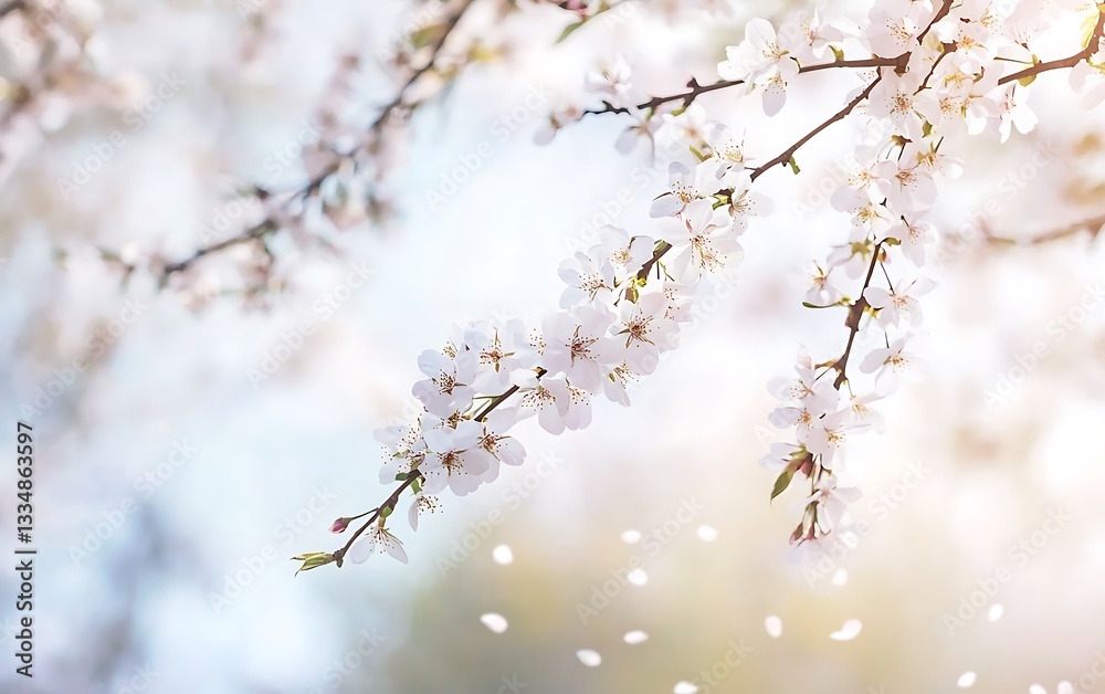 Obraz premium Blooming cherry plum tree, spring background.