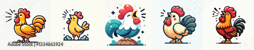 Vector of a rooster crowing.