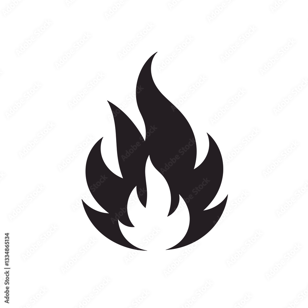 Black flame icon design on a transparent background Black flame icon design on a transparent background