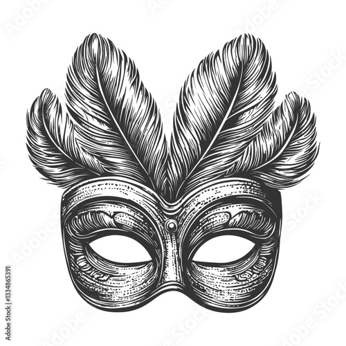 Ornate Decorative Mask with Feathers for Festive Celebrations