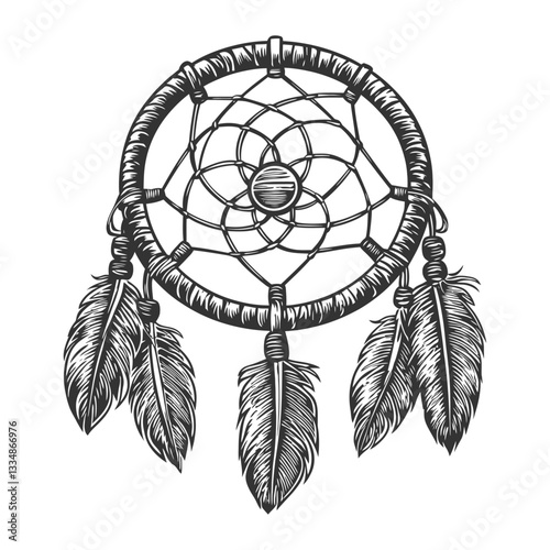 Handcrafted Dreamcatcher with Feathers and Intricate Design