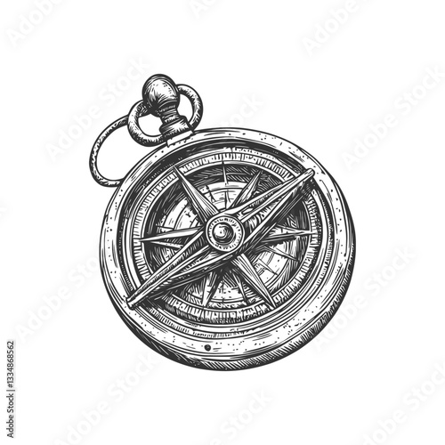Vintage Compass Drawing for Adventure and Navigation Themes