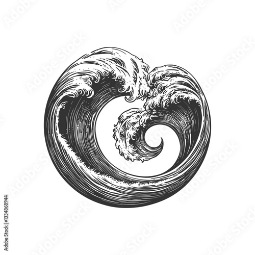 Intricate Swirling Wave Design in Hand-Drawn Style
