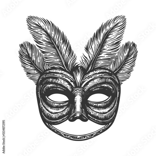 Ornate Carnival Mask with Feathers and Intricate Designs