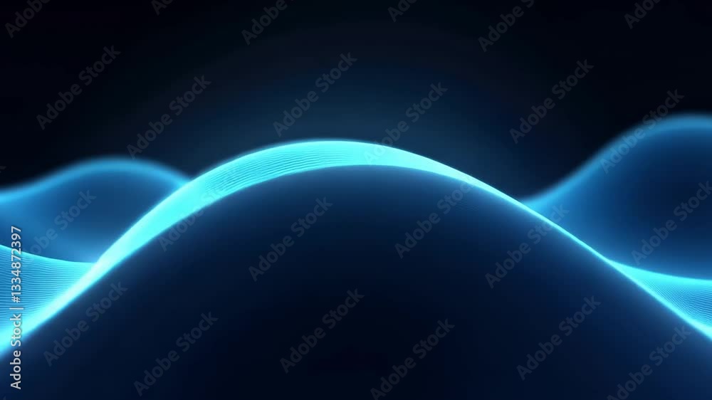 Abstract Blue Wave Forms in Dark Background Abstract Blue Wave Forms in Dark Background